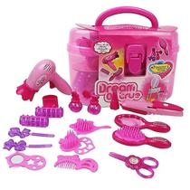Conjunto de cabeleireiro, brinquedo de mala de cabeleireiro