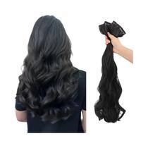 Conjunto De Cabelo Sintético Ondulado Natural Para Mulheres 3 Peças Extensão Clip-in Resistente Ao