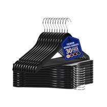 Conjunto de cabides de madeira Lifemaster, 30 peças, antiderrapante, preto Conjunto de cabides de madeira Lifemaster, 30 peças, antiderrapante, preto