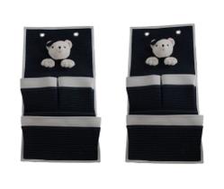 Conjunto de cabides de parede infantis de 2 ursos antigos e modernos de 3 bolsos