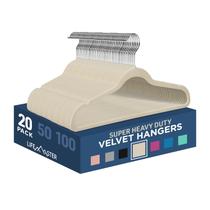 Conjunto de cabides Lifemaster Velvet, antiderrapante, 20 peças, marfim