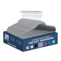 Conjunto de cabides Lifemaster Velvet, antiderrapante, 30 peças, cinza