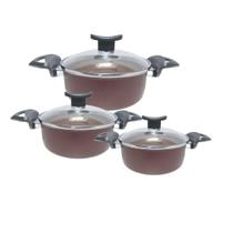 Conjunto de Caçarolas Dolce 3 peças com Tampa de Vidro