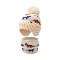 Conjunto De Cachecol E Gorro De Dinossauro Para Crianças, Quente, Com Proteção Para Os Ouvidos,