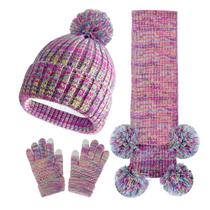 Conjunto de cachecol e gorro de inverno para crianças de 5 a 12 anos