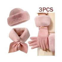 Conjunto De Cachecol, Gorro E Luvas De Inverno 3 Peças Para Atividades Ao Ar Livre Presente Para