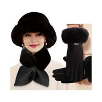 Conjunto De Cachecol, Gorro E Luvas Para Inverno 3 Peças Para Atividades Ao Ar Livre Presente Para