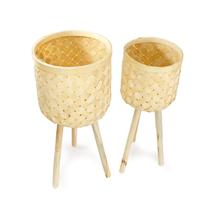 Conjunto de Cachepôs de Palha Decorativo Redondo