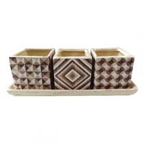 Conjunto de cachepots de ceramica 3 pcs 26cm x 9,5cm x 8,8cm