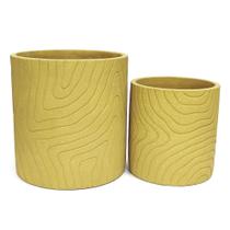 Conjunto de Cachepots em Cimento Linhas Sinuosas 2 Pçs