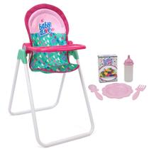 Conjunto de Cadeira Alta para Boneca Baby Alive (14-24 polegadas) - Cores Verde, Rosa e com Estampa de Corações