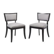 Conjunto de cadeira de jantar Modway Pristine em tecido de madeira maciça cinza claro