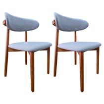 Conjunto de Cadeira de Madeira Para Sala de Jantar Linho Grafite