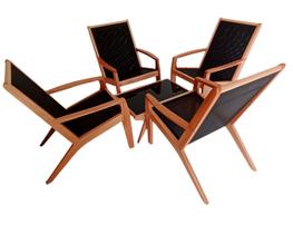 Conjunto de cadeira de madeira /sling preta