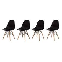 Conjunto De Cadeiras Charles Eames Eiffel DSW Preto 4 Peças