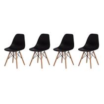 Conjunto De Cadeiras Charles Eames Eiffel KZA Preto 4 Peças Conjunto De Cadeiras Charles Eames Eiffel KZA Preto 4 Peças