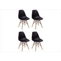 Conjunto De Cadeiras Charles Eames Eiffel Preto Em ABS 4Un Conjunto De Cadeiras Charles Eames Eiffel Preto Em ABS 4Un