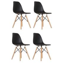 Conjunto De Cadeiras Charles Eames Eiffel Wood Preto 4 Peças