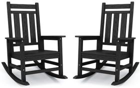Conjunto de Cadeiras de Balanço para Área Externa KINGYES em HDPE com Assento Largo Preto Conjunto de Cadeiras de Balanço para Área Externa KINGYES em HDPE com Assento Largo Preto