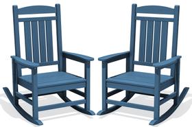 Conjunto de Cadeiras de Balanço para Varanda KINGYES em HDPE para Área Externa, Azul-Marinho, 2 Peças Conjunto de Cadeiras de Balanço para Varanda KINGYES em HDPE para Área Externa, Azul-Marinho, 2 Peças
