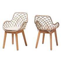 Conjunto de cadeiras de jantar Baxton Studio Ballerina, 2 peças, lavado em cinza