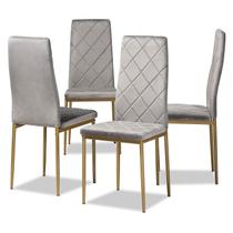 Conjunto de cadeiras de jantar Baxton Studio Blaise Modern Luxe Grey Velvet