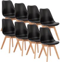 Conjunto de cadeiras de jantar OLIXIS de 8 pretas modernas de meados do século