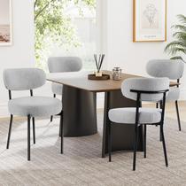 Conjunto de cadeiras de jantar Sweetcrispy Boucle estofado cinza x4