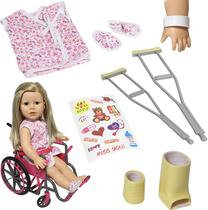 Conjunto de cadeiras de rodas de bonecas com acessórios para bonecas de 18 polegadas como bonecas americanas + acessórios bônus