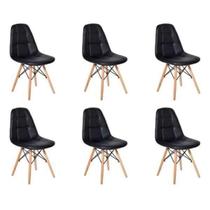 Conjunto De Cadeiras Eames Eiffel Botonê DSW Preto 6 Peças