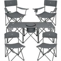 Conjunto de Cadeiras para Camping Camphill com 4 Cadeiras Dobráveis e Mesa com Cooler