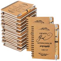 Conjunto de caderno espiral Kosiz Christian e canetas de bambu 14x10cm Conjunto de caderno espiral Kosiz Christian e canetas de bambu 14x10cm