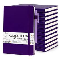 Conjunto de cadernos e diários Feela, capa dura, pautado em A5, roxo, pacote com 12 unidades Conjunto de cadernos e diários Feela, capa dura, pautado em A5, roxo, pacote com 12 unidades