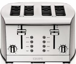 Conjunto de café da manhã Toaster KRUPS em aço inoxidável 4 fatias 1500W Conjunto de café da manhã Toaster KRUPS em aço inoxidável 4 fatias 1500W