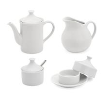 Conjunto de Café Porcelana Bule Açucareiro Leiteira Manteigueira