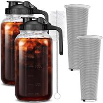 Conjunto de cafeteira Cold Brew HomeCheer 2 de vidro preto de 1,9 L