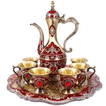 Conjunto de cafeteira e xícara runie Vintage Turkish Red and Gold