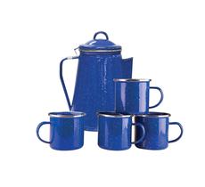 Conjunto de cafeteira Stansport Enamel Percolator com 4 canecas de 350 ml