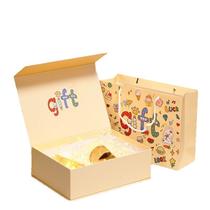 Conjunto de caixa de presente e bolsa Creative Yellow com luz LED 22x16x8cm