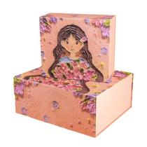 Conjunto de caixa de presente Elegant Floral Design Girl, 2 peças (grandes/pequenas)