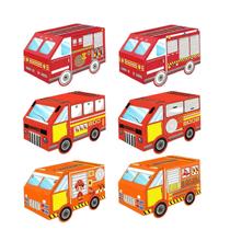 Conjunto de caixa de presente, papel em forma de caminhão de bombeiros, 12 peças, 16x9x8cm Veh