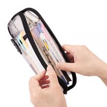 Conjunto de caixa lápis, bolsa lápis de exame claro, caneta zipper de malha p