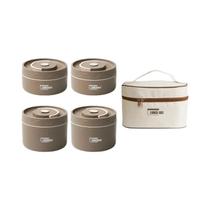 Conjunto De Caixa Térmica De Almoço Em Aço Inoxidável De 2 Camadas Para Adultos, Crianças, Homens E