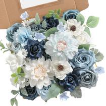 Conjunto de caixas combinadas de flores artificiais Rongflower Blue Silk Rose