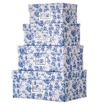 Conjunto de caixas de armazenamento Briful Blue and White Porcelain 4 em 1