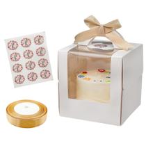 Conjunto de caixas de bolo Savveffort 12 com tábuas, fitas e adesivos