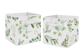 Conjunto de caixas de cubos de armazenamento Sweet Jojo Designs Floral Leaf Green Set 2