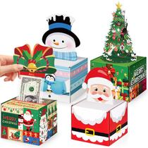 Conjunto de caixas de dinheiro de Natal WERNNSAI, pacote com 4 caixas de dinheiro de Natal, Santa Snowman Tree Conjunto de caixas de dinheiro de Natal WERNNSAI, pacote com 4 caixas de dinheiro de Natal, Santa Snowman Tree