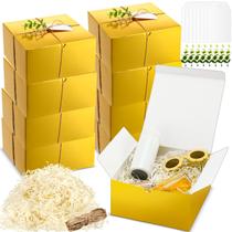 Conjunto de caixas de presente Crtiin 20x20x10 cm, 8 peças, kit de bricolage em papel dourado