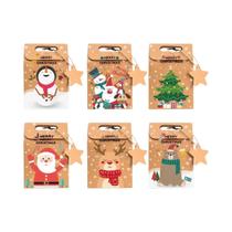 Conjunto De Caixas De Presente De Natal Em Papel Kraft Para Doces E Biscoitos, 6/12/24 Peças,